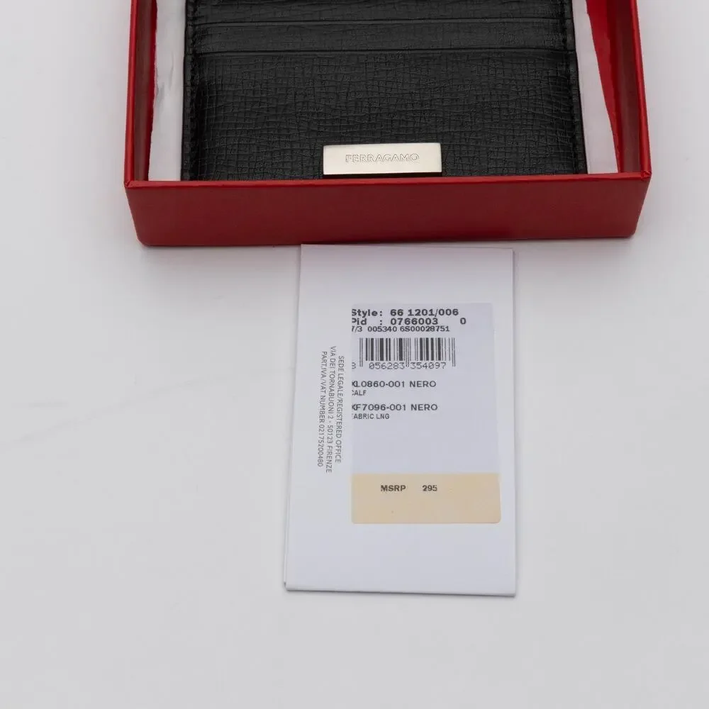 Ferragamo Men New Revival Leather Card Case Black